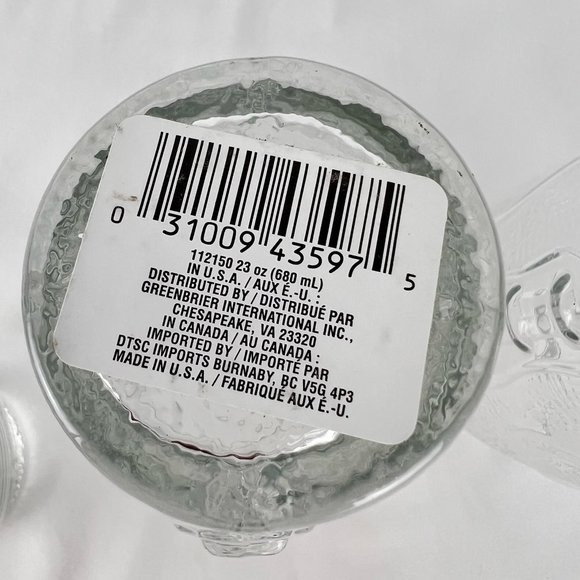 4 Clear Glass 23 Oz Textured Football Shape Drinks Glasses USA Greenbrier - Picture 8 of 9